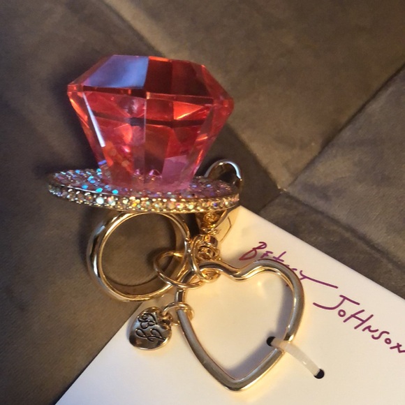 New Tik Tok Betsey Johnson Pink Jeweled Handbag Charm/Key Chain/Final Price - Picture 13 of 17